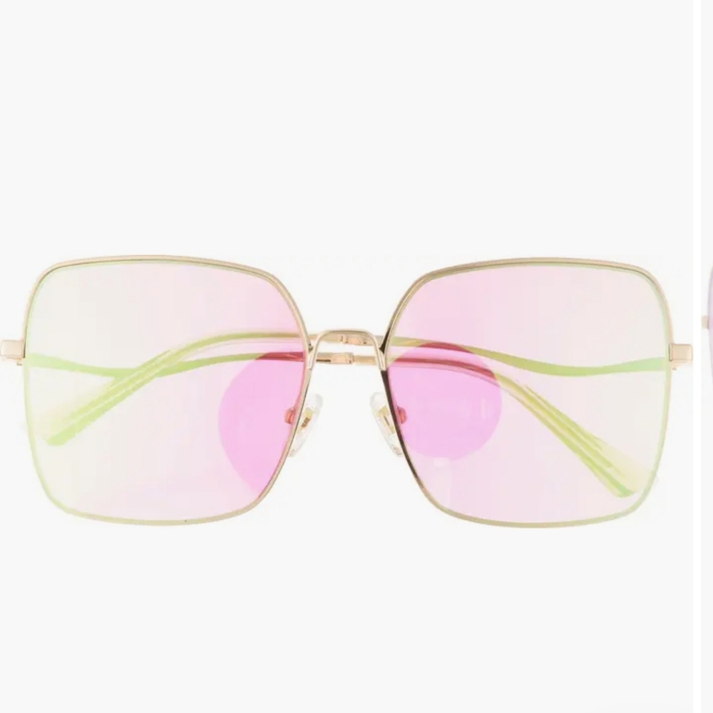 Diff Eyewear Clara Gold Coral Mirror Sunglasses NWT